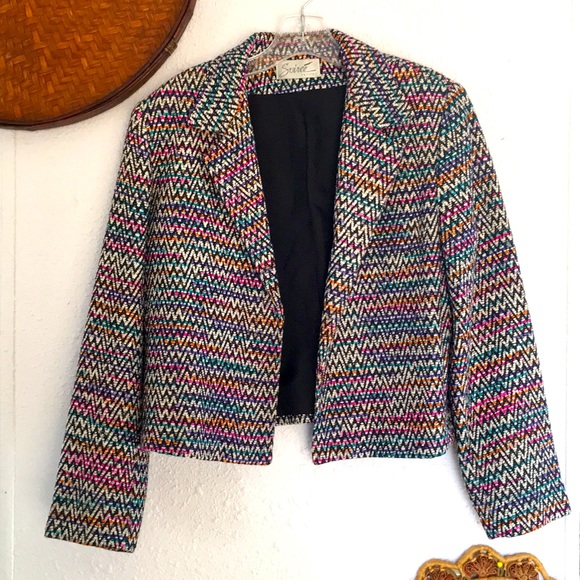 Vintage Jackets & Blazers - 🎨VTG 80’s colorful weaved crop blazer